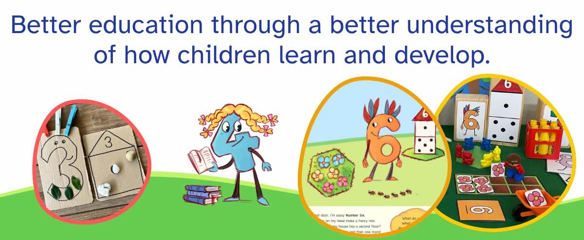Header of Let's visit Numberland website. Slogan: Better education through a better understanding of how children learn and develop. When numbers have a home like you and me - developing early number sense with the eyes of children.